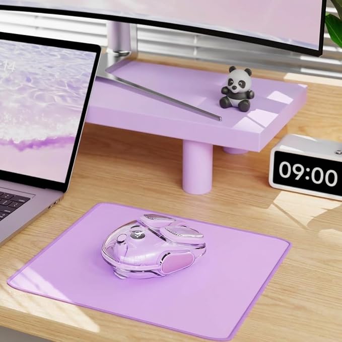 SEUNKWANG EWEADN Q9 Wireless Clear Mouse Dual Mode Bluetooth & 2.4G USB Computer Mouse with RGB Lighting, Silent Clicks, Multi-Device Compatibility for Laptop, PC, MacBook, iPad Cute Mouse-Purple