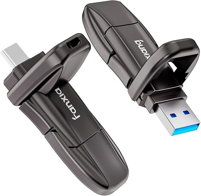 fanxiang Flash Drive 512GB, USB 3.2 Gen2 Up to 1050MB/s, USB Drive, USB A + Type C External Portable SSD for iPhone 15/Pro/Android Phone/Windows/MacPC/Laptops, FF952