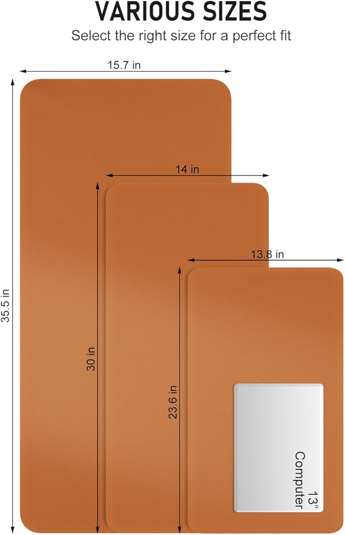 Desk Pad, 30" x 14" PU Leather Non-Slip Desk Mat Large Mouse Pad for Desktop, Waterproof Laptop Computer Writing Mat for Office, Home, Work, Gaming, Earthy Yellow