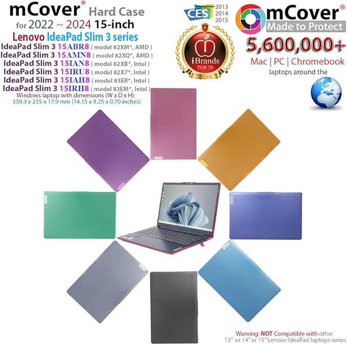 mCover Case Compatible ONLY for 2022-2024 15" Lenovo IdeaPad Slim 3 ｜ 3i 15ABR8 / 15AMN8 / 15IAH8 / 15IAN8 / 15IRH8 / 15IRU8 Windows Computers (NOT Fitting Any Other Lenovo Models)- Orange