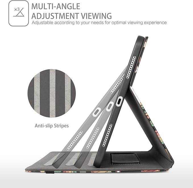 iPad Pro 13 inch Case (M5) 2025, Case for iPad Pro 13-inch (M4) 2024 with Pencil Holder Multi-Angle View Adjustable Stand Shockproof Protective with Pocket/Hand Strap/Auto Wake Sleep, Bookshelf Cat
