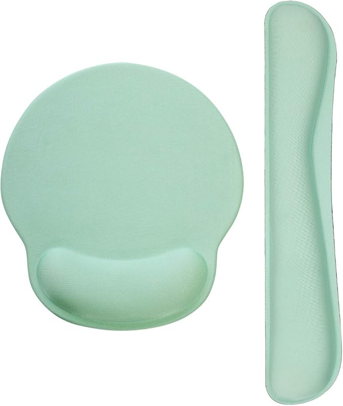 Mouse Pad Keyboard Wrist Rest, Gel Non Slip Rubber Wrist Support Rest Mouse Pad for Home Office, Computer Laptop Desk Typist Gamer, Soft Comfy Cushion Mousepad with Memory Foam Ergonomic, Light Green