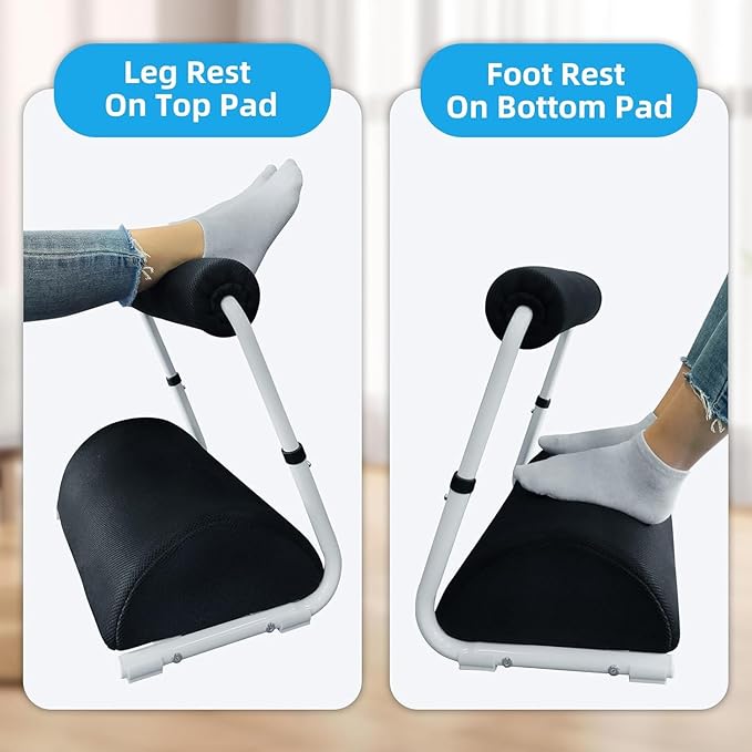 Under Desk Footrest Detachable - Leg Rest Adjustable 3 Height Positions for Under Desk, Ergonomic Foot Rest for Office or Home Use