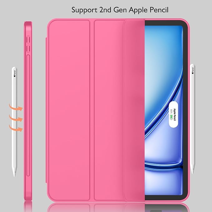 iMieet iPad Air 11 Inch Case M4/M3/M2(2026/2025/2024), iPad Air 5th/4th Generation Case 2022/2020 10.9 Inch with Pencil Holder,Trifold Stand Smart Case with Soft TPU Back(Watermelon)