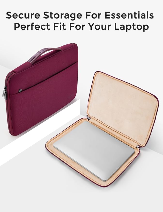DOMISO 14 inch Laptop Case Sleeve Protective Cover Compatible with 15 inch MacBook Air M4 M3 M2,MacBook Pro,14-15 inch HP Dell ASUS Lenovo Chromebook,Waterproof Computer Cases Bag with Handle,Wine