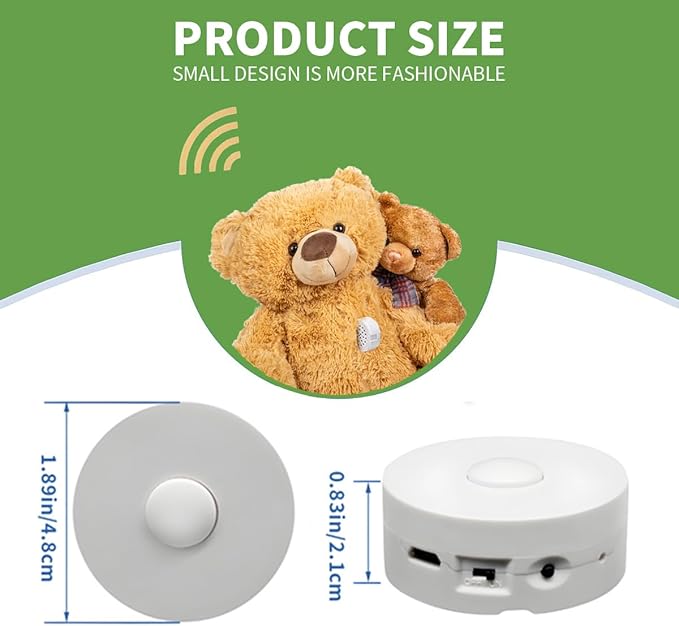 XLW Voice Recorder,16Min Voice Recording Button for Stuffed Animals, Bear,Crafts Pillow.16MB Record Custom Messages for Xmas Halloween New Year Birthday Creative DIY Present (2P White)