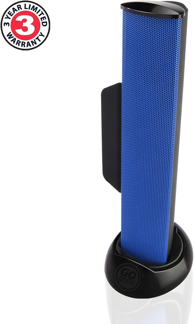 GOgroove SonaVERSE USB Speakers for Laptop Computer - USB Powered Mini Sound Bar with Clip-On Portable External Speaker Design for Monitor, One Cable for Digital Audio Input and Power (Blue)
