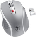 HOTWEEMS D-09 Wireless Mouse for Laptop - Ergonomic Plus Computer USB Cordless Mice, Ergo Grips, Lightspeed 5-Level 2400 DPI, 16 Months Battery Life, Portable for PC Mac Chromebook, 6 Button, Mithril