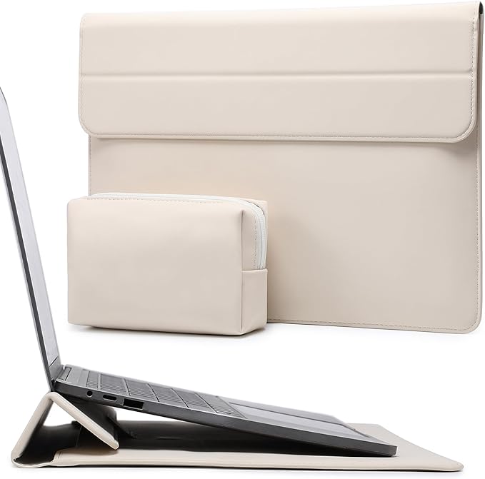 HYZUO 13 Inch Laptop Case Sleeve with Stand for 2026-2018 MacBook Air 13 M5 M4 M3 M2 M1, 2026 13" MacBook Neo, 2026-2016 MacBook Pro 13 M2 M1, iPad Pro/Air 13, Surface Pro 12-3, XPS 13, Beige
