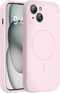 Miracase Compatible with iPhone 15 Case, [Soft Anti-Scratch Microfiber Lining], Liquid Silicone Case Gel Rubber Shockproof Drop Protection Phone Case for iPhone 15, Sand Pink