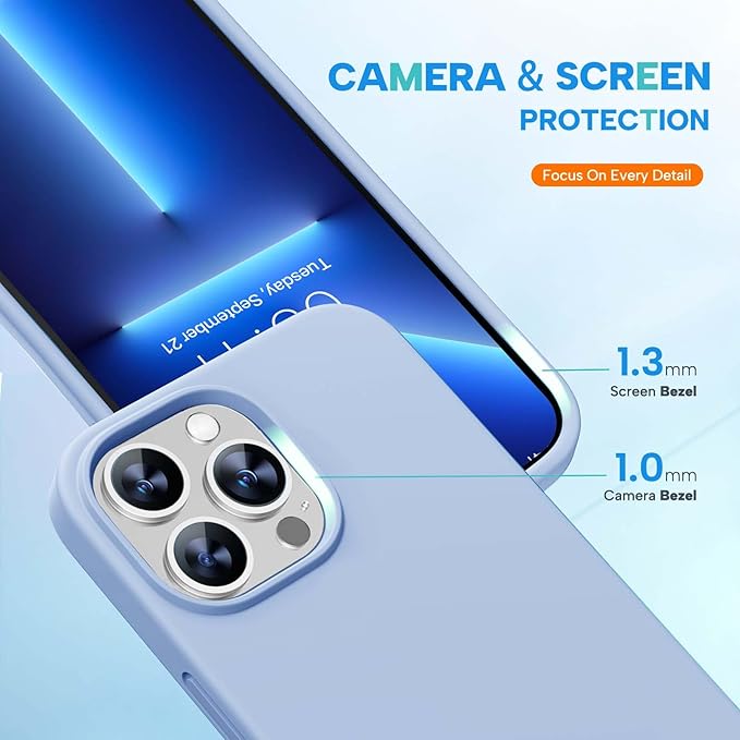 Miracase Designed for iPhone 13 Pro Case, with Tempered Glass Screen Protector, Waterproof Liquid Silicone Phone Case Cover for 13 Pro 6.1 inch, Clove Purple