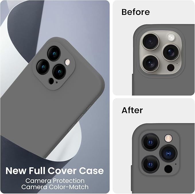 FireNova Designed for iPhone 16 Pro Max Case, Silicone Upgraded [Camera Protection] Phone Case, Soft Anti-Scratch Microfiber Lining Inside, 2024, Space Gray