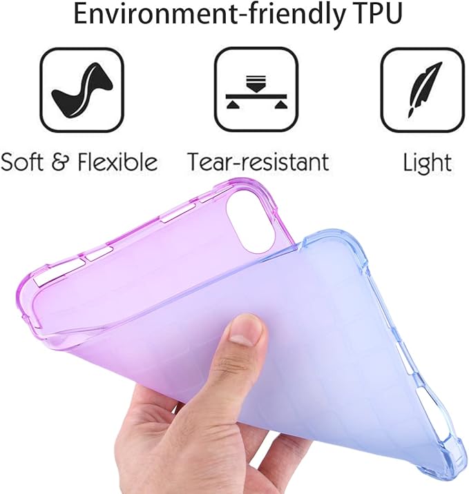 for iPad (A16) 11th Generation 11" 2025 & iPad 10th Generation Case 10.9 inch 2022, Lightweight Thin Translucent Soft TPU Back Shockproof Matte Clear Silicone Gradient Shell, Purple & Blue