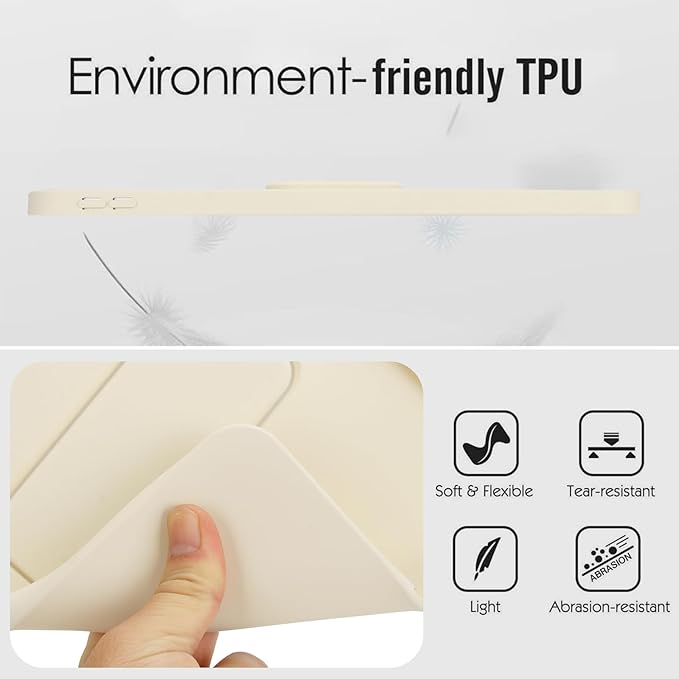 Shockproof Case for iPad 10th/11th Gen, TPU & Hard PC Back Cover with Kickstand Feature Screen & Camera Defense Cleaning Cloth + Stylus Included for iPad 11th 10th Gen, Beige