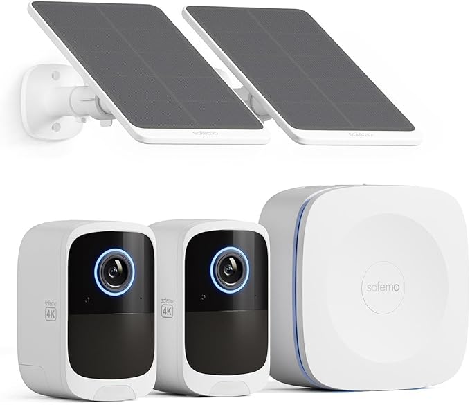 4K Security Cameras Wireless Outdoor/Indoor, Battery Cameras for Home Security, No Monthly Fees, 32G Local Storage, Advanced AI, 5W Solar Panels, Color Night Vision, 2-Way Audio, 2.4Ghz WiFi