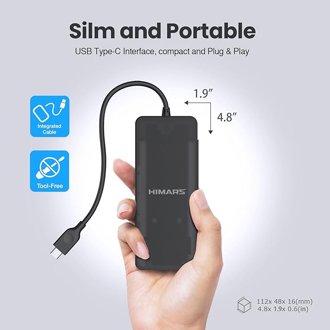 HIMARS US-2575 M.2 NVMe PCIe SSD Enclosure USB 3.2 Gen 2 Type C Tool-Free External SSD Case (US-2575)