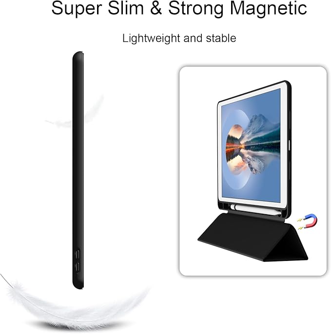 Case for iPad Air 3 / Pro 10.5 Inch, Lightweight Slim Soft TPU Trifold Stand Smart Cover, Auto Sleep/Wake Case with Pencil Holder for iPad Air 3rd Generation/Pro 10.5 - Black