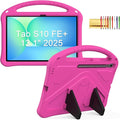 Kids Case for Samsung Galaxy Tab S10 FE+ (Plus) 13.1" 2025, Techcircle Light Weight Shock Proof EVA Foam Handle Rugged Stand Protective Cover, Rose