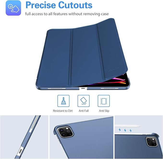 ProCase Smart Case for iPad Pro 12.9 2022/2021/2020/2018, Slim Stand Hard Back Shell Smart Cover for iPad Pro 12.9" 6th Gen/5th Gen/4th Gen/3rd Gen -Darkblue