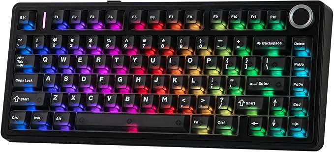 EPOMAKER x Aula F75 Ultra Wireless Gaming Keyboard with Knob, 10000mAh, Hot Swap, RGB, PBT Keycap, Creamy Sound, VIA, 75% Mechanical Keyboard for Win/Mac (Black, Reaper)