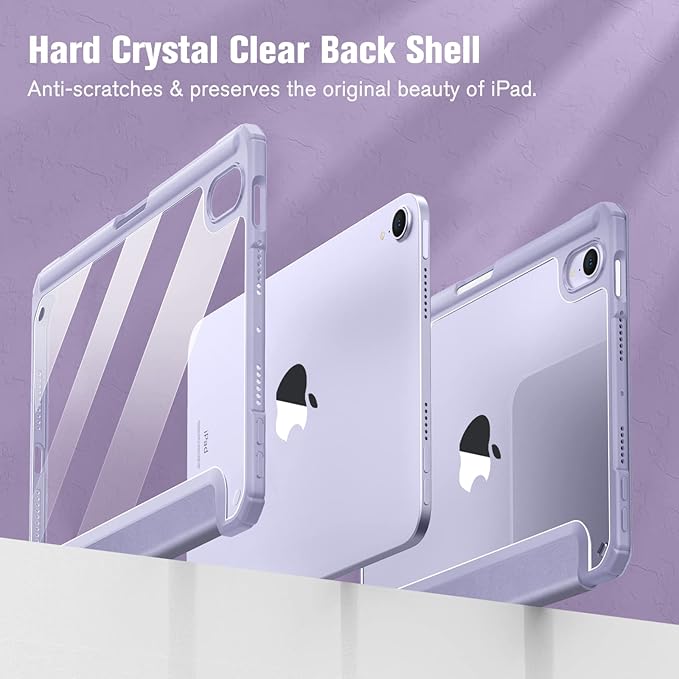 Fintie Hybrid Slim Case for iPad Mini 7 (A17 Pro, 7th Generation) 2024 / iPad Mini 6 (6th Gen) 8.3 Inch, [Built-in Pencil Holder] Shockproof Cover Clear Transparent Back Shell, Composition L