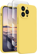 FireNova Designed for iPhone 13 Pro Max Case, Silicone [Camera Protection] Phone Case, Soft Anti-Scratch Microfiber Lining Inside, 6.7 inch, Yellow