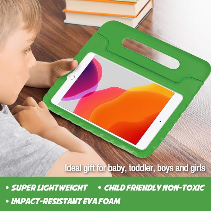 ProCase Kids Case for iPad 9th Generation/iPad 8/iPad 7, iPad 10.2 Case 2021 2020 2019/iPad Air 10.5/iPad Pro 10.5 Kids Case, Shockproof Lightweight Case with Convertible Handle -Green