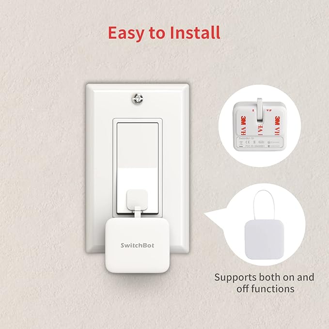 Switchbot Smart Switch Button Pusher (Bluetooth) – Fingerbot for Rocker Switch/One-Way Buttons, App Timer Control, No Wiring, Hub Included for Voice/Remote, White