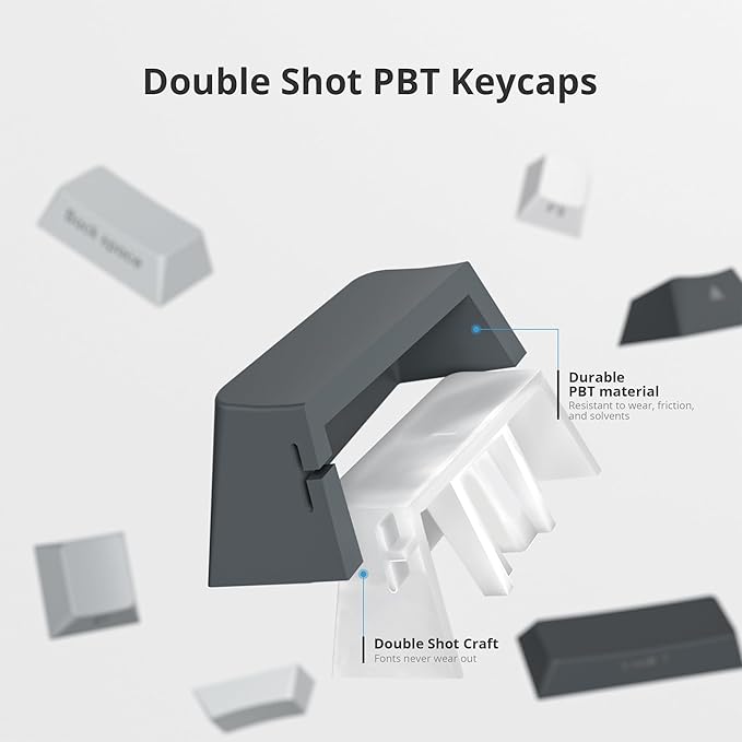 Guffercty kred Gradient PBT Key caps for Mechanical Keyboards, 135-keys Custom Minimalist Side Printed Double Shot Keycaps Cherry Profile for Gaming Keyboard (Polar)