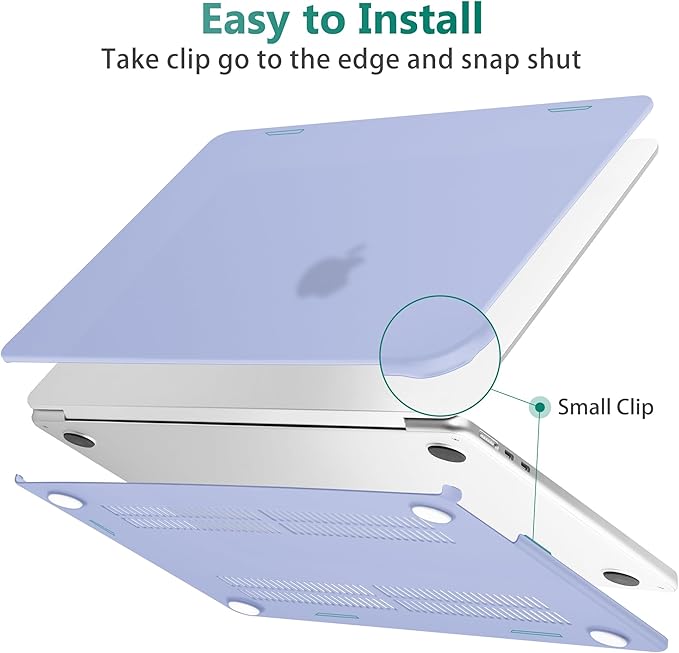 May Chen Case for MacBook Air 13/13.6-inch (M5/M4/M3/M2, 2022-2026 Models A3449 A3240 A3113 A2681), Lightweight | Closes Seamlessly | Ideal for Work Hard Shell Case, Airy Blue A+