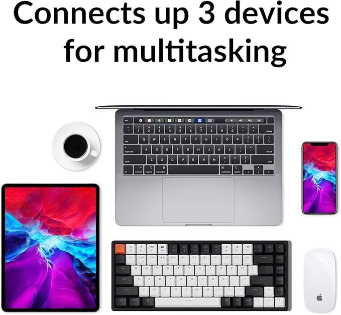 Keychron K2 Wireless Bluetooth/USB Wired Gaming Mechanical Keyboard, Hot-swappable 75% Layout 84 Keys RGB LED Backlight, Aluminum Frame for Mac Windows, Gateron G Pro Blue Switch, Version 2
