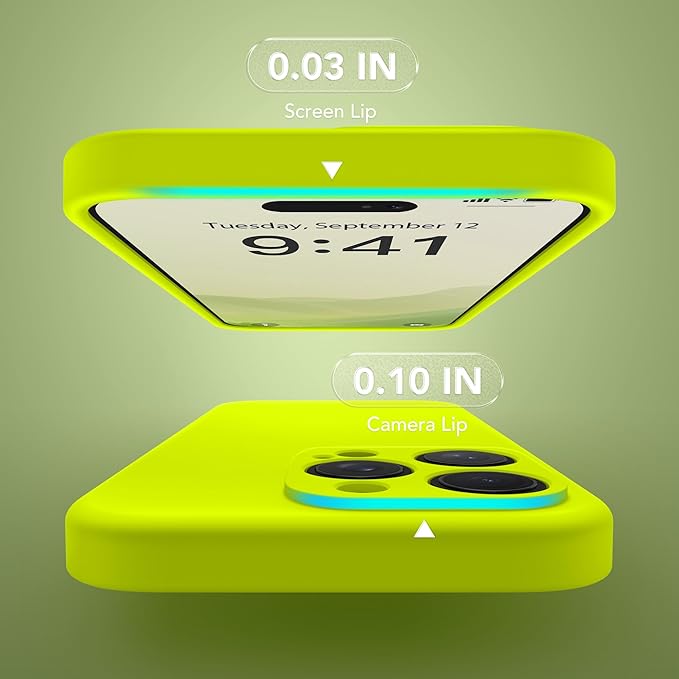 Magnetic for iPhone 14 Pro Max Case, Compatible with MagSafe, [Full Camera Protection][Screen Protector] Silicone Shockproof Protective Phone Case for iPhone 14 Pro Max, Fluorescent Green