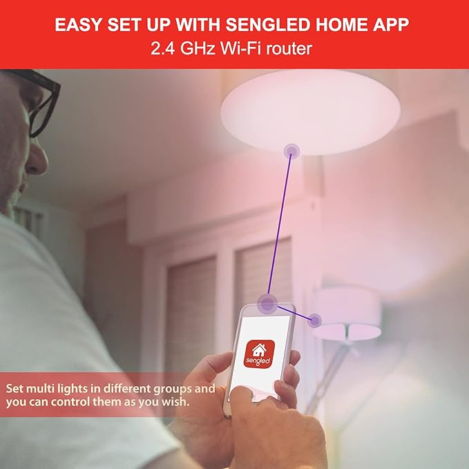 Sengled Smart Light Bulb, Color Changing Light Bulb, WiFi Light Bulbs No Hub Required, Smart Bulbs That Compatible with Alexa & Google Home, Smart LED A19 RGB Light Bulbs, 2 Pack