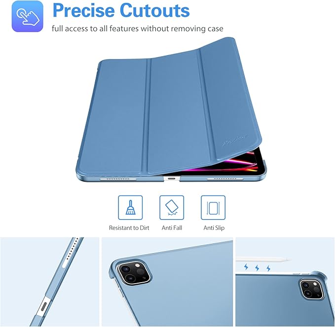 ProCase Smart Case for iPad Pro 12.9 2022/2021/2020/2018, Slim Stand Hard Back Shell Smart Cover for iPad Pro 12.9" 6th Gen/5th Gen/4th Gen/3rd Gen -Blue