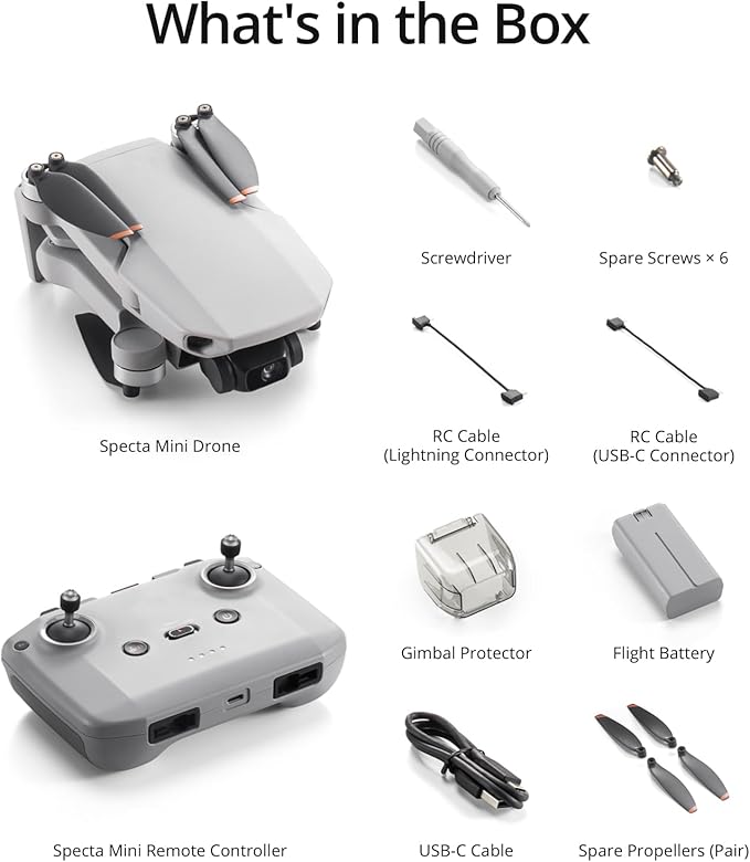 Specta Drone with Camera 4K for Beginners and Adults, 6.2-Mile Transmission, 4K/30fps Video, Under 249g Travel Friendly, 31-Min Flight Time, One-tap Takeoff and Landing, Smart Return, Easy to Fly