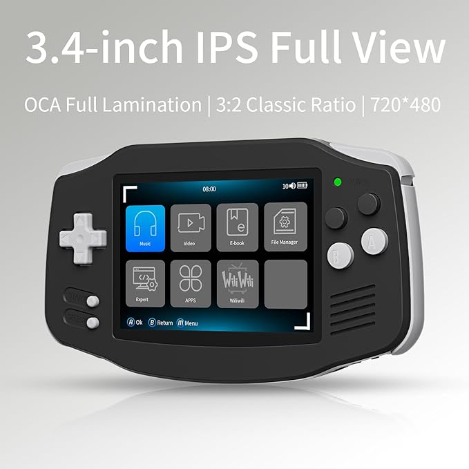 RG34XX Handheld Game Console 18K+ Preloaded Retro Games 35 Emulators 3.4” IPS Display 4K TV Output Classic Video Game Console Portable Gaming System with Fancy Case & Accessories (Black-64GB)