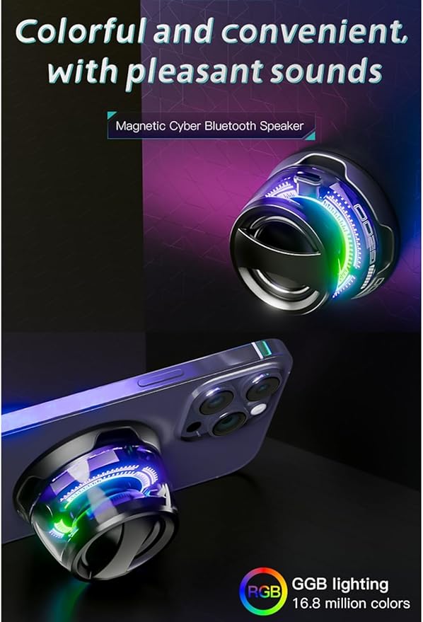 Portable Bluetooth Speakers Wireless,Shower Speaker Waterproof G200 Pro with Upgraded Bluetooth 5.4, Magnetic Phone Stand, Mini Outdoor Loudspeaker with RGB Light for Home/Travel/Bathroom-Black
