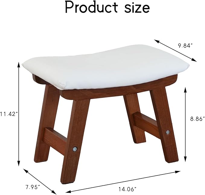 Sosola Foot Stool with Leather Cover,Foot Rest Made of Wooden for Couch,Bench,Sofa,Under Office Desk