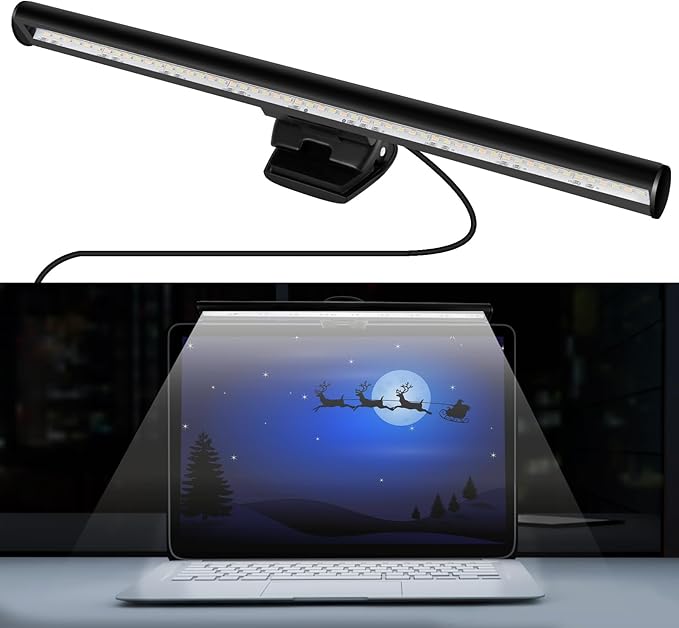 skybess Monitor Lamp Bar for Laptop, USB e-Reading LED Monitor Light Screenbar Task Light for Office/Home, Adjustable Brightness/Color Temperature, No Screen Glare for Eye Protection, Save Space