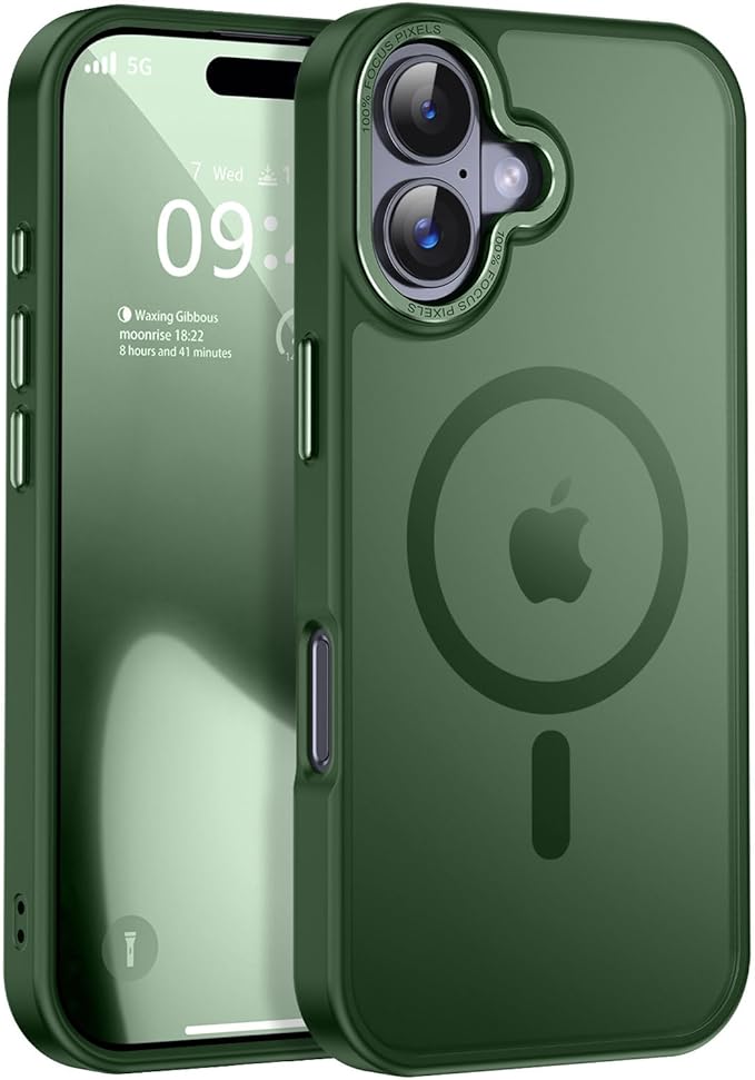 Newfuture Magnetic for iPhone 17 Case [Compatible with Magsafe] [Military Grade Drop Protection] Translucent Matte Anti-Scratch Shockproof Protective Phone Cover 6.3 Inch, Dark Green