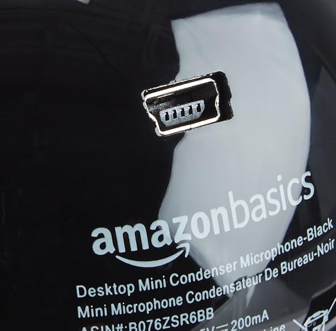 Amazon Basics Mini USB Condenser Microphone for Online Meeting, Gaming, Podcast, Black
