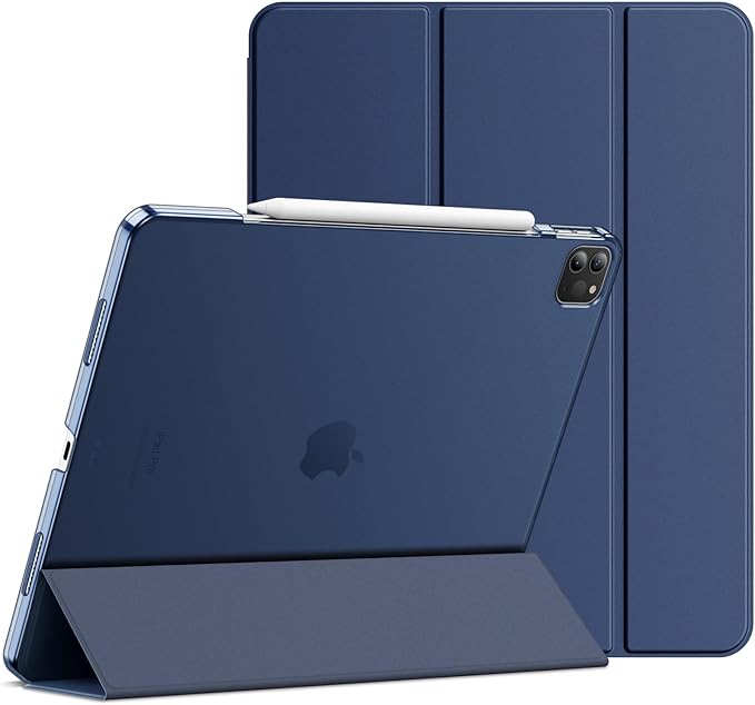 JETech Case for iPad Pro 12.9-Inch (6th/5th Generation, 2022/2021 Model), Slim Stand Hard Back Shell Smart Cover with Auto Wake/Sleep (Navy)