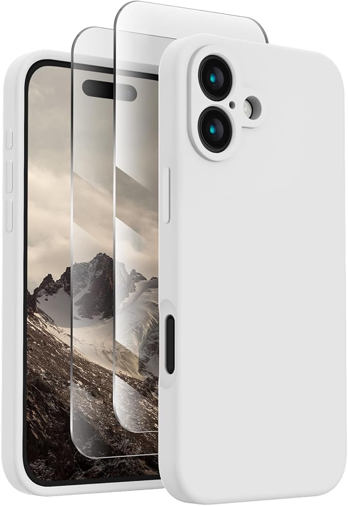 FireNova Designed for iPhone 16 Case, Silicone Upgraded [Camera Protection] Phone Case, Soft Anti-Scratch Microfiber Lining Inside, 6.1 inch, White
