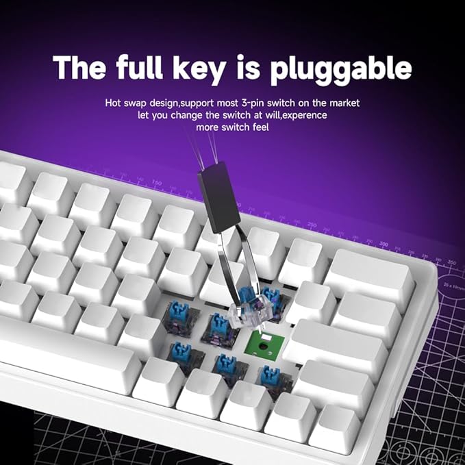 abucow 60% Mechanical Gaming Keyboard Blue Switch Wired Compact Keyboard with RGB Backlight Anti-Ghosting No-Conflict 63 Swappable keycaps Ergonomic Design for Windows/Mac