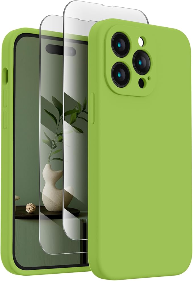 FireNova Designed for iPhone 14 Pro Case, Silicone Upgraded [Camera Protection] Phone Case, Soft Anti-Scratch Microfiber Lining Inside, 6.1 inch, Sprout Green