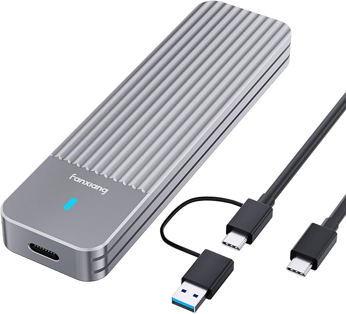 fanxiang SSD Enclosure, USB 3.2 Gen 2 (10 Gbps), M.2 NVME/SATA SSD Enclosure, USB Adapter/Reader, Solid State Drive External Enclosure, Supports M and B+M Keys and Size 2230/2242/2260/2280 SSDs, MD87