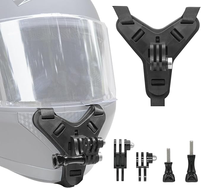 Haoyou Helmet Chin Mount Strap Compatible with Gopro Hero 13 12 11 10 9 8 7 and DJI Osmo Action Camera，Motorcycle Helmet Extension Attachment Mounting Accessories (Black)