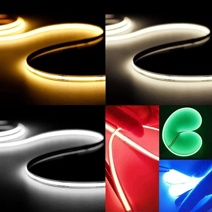 16.4FT/5M COB Flexible LED Strip Light DC12V/24V 528leds/m Bendable Tape (12V, Green)