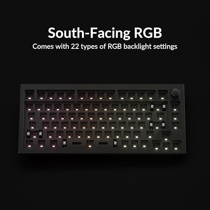 Keychron Q1 Max QMK/VIA Wireless Custom Mechanical Keyboard Barebone Knob Version, Full-Metal Hot-Swappable RGB Backlight 2.4 GHz/Bluetooth/Type-C Wired Gaming Keyboard for Mac/Windows/Linux - Black