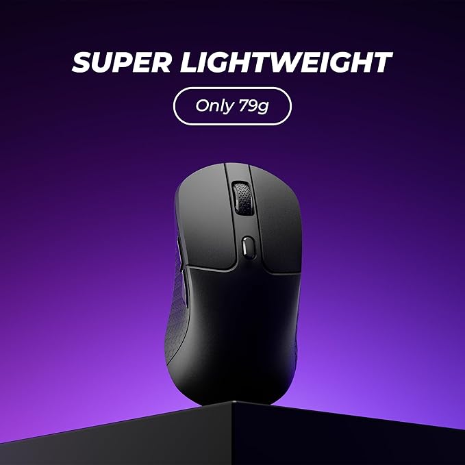Keychron M3 8K Wireless Mouse, PixArt 3950 Sensor Launcher WEP 30,000 DPI Supports 2.4 GHz/Bluetooth 5.3, 79g Ultra-Light Ergonomic Design Up to 140 Hours Using for PC Mac Laptop - Black